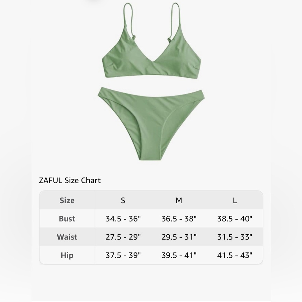 106‎ NWT ZAFUL Women's Solid Spaghetti Strap Bralette Bikini Set - Size Large - Picture 3 of 9